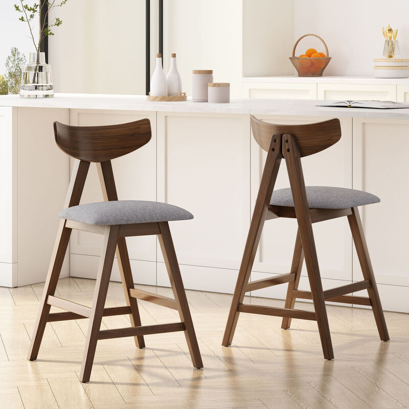 Streamdale Mid-Century Mod Counter Stools Retro Splayed Legs, Upholstered Comfort