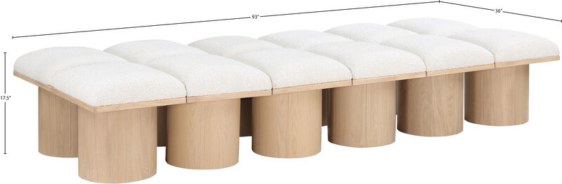 Meridian Furniture Pavilion Cream Boucle Fabric Bench