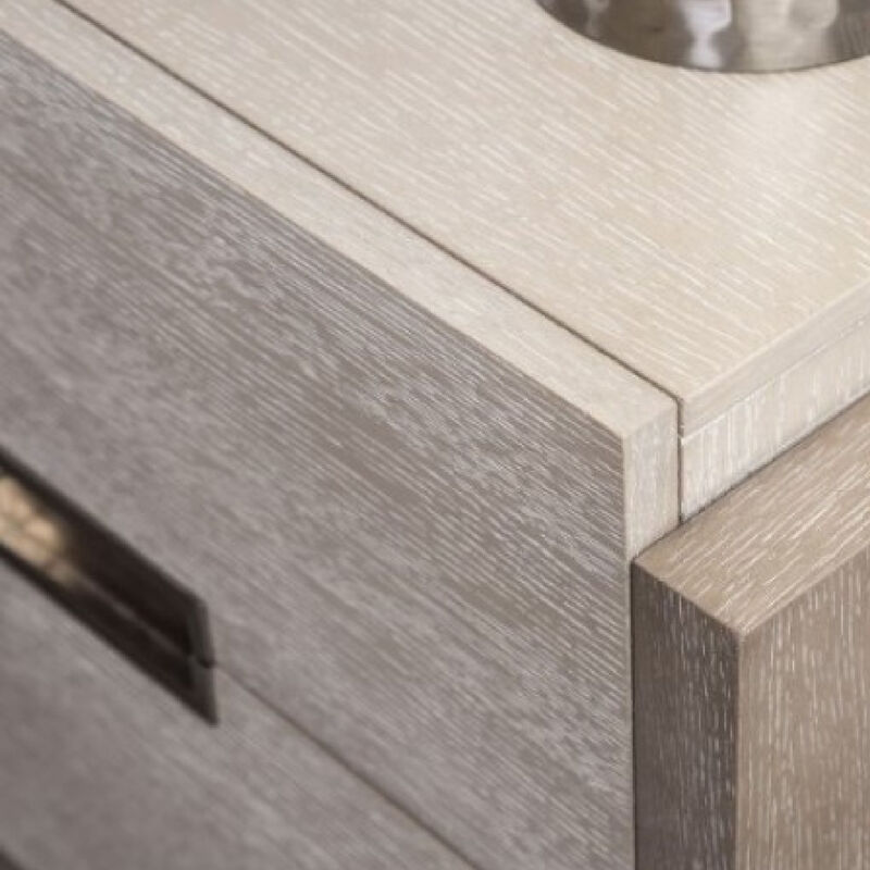 Rizvi Tall Dresser Chest with 5 Drawers, Bronze, Stone Gray Solid Wood - Benzara