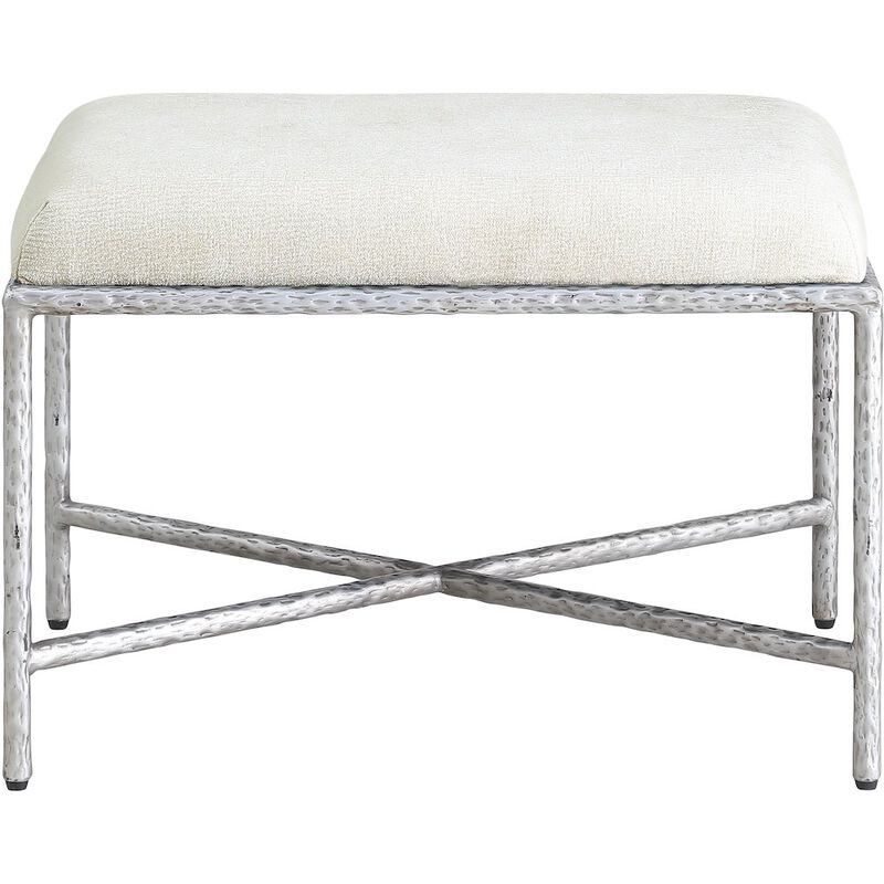 Meridian Furniture Valley Cream Chenille Fabric Bench