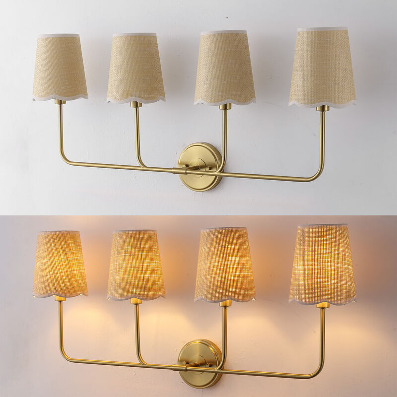 Lila Traditional Coastal Scalloped Fabric Shade/Metal LED Vanity Light