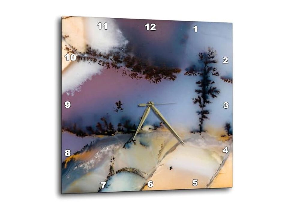 Nevada Amethyst Sage Agate Natural Pattern Wall Clock 15 Inch Home Decor