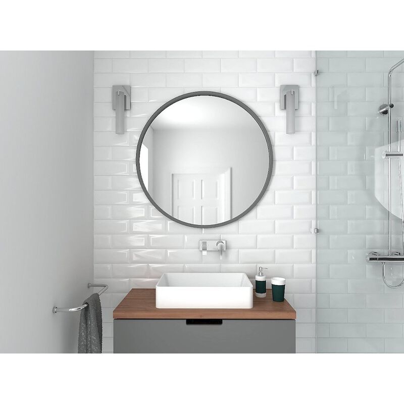 Curonian Round Metal Frame Accent Mirror 37, Black