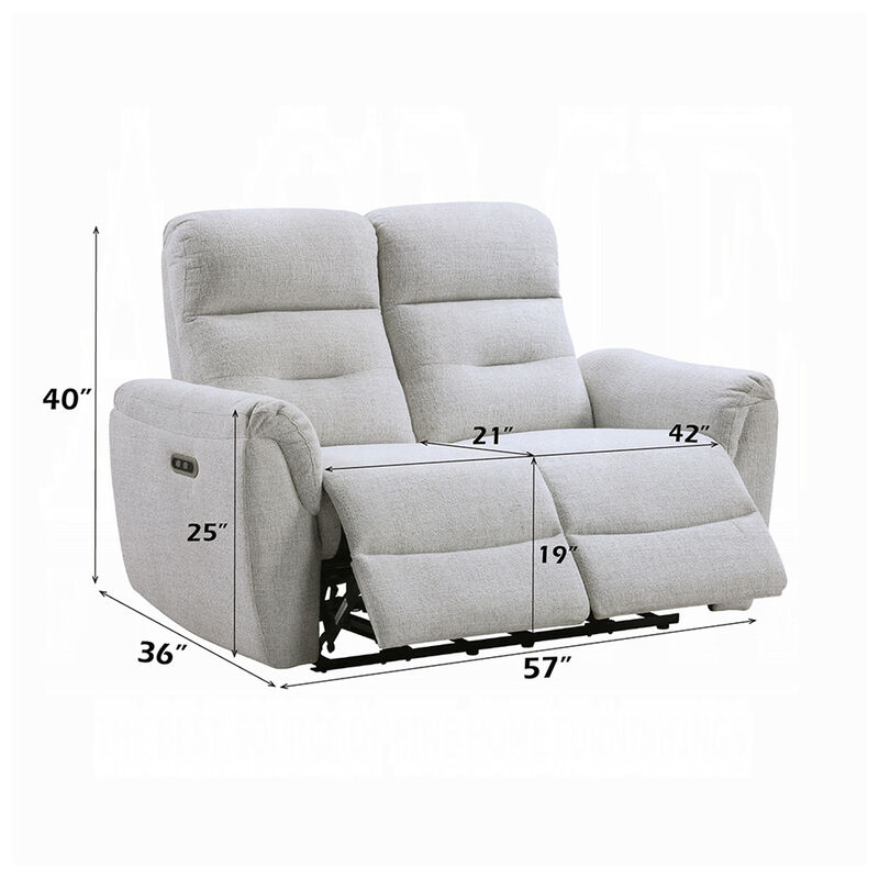 Tres Power Motion Recliner Loveseat with USB Port, Foam Fill Gray Chenille image number 5