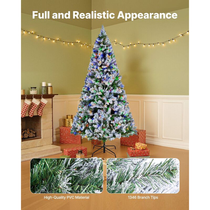 Artificial Flocked Christmas Tree Prelit with LED Lights, 11 Lighting Modes-Snow Flocked image number 3