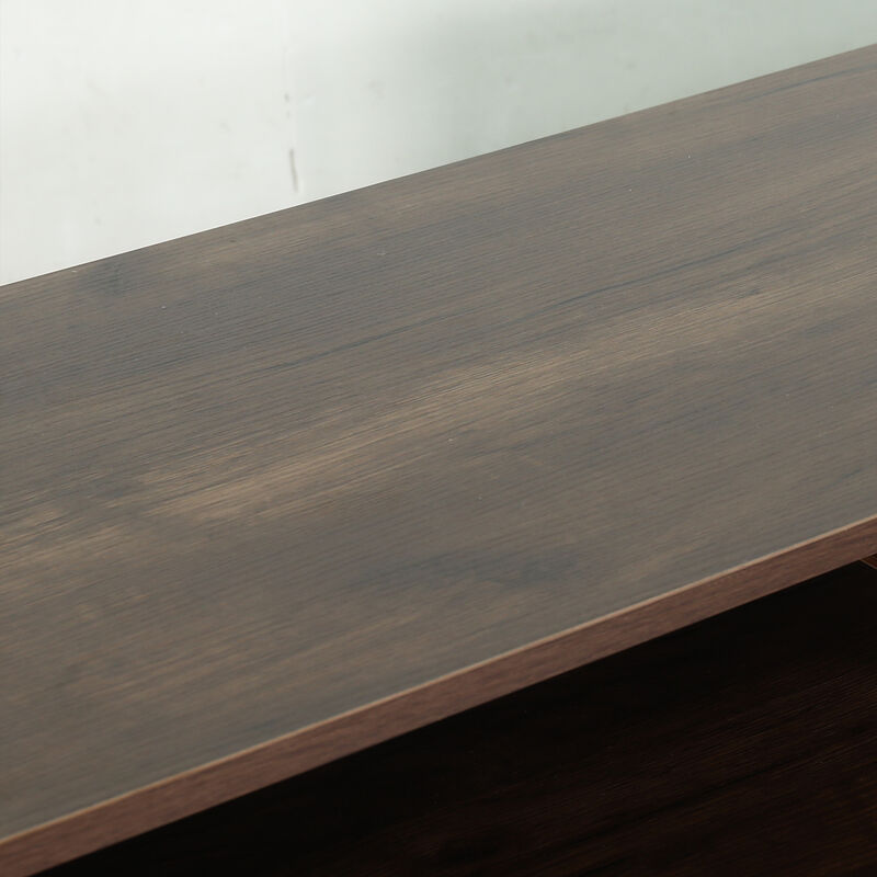 68" Dark Walnut Fluted Door Mid-Century Modern Wooden TV Stand Media Console Storage Cabinet with Open Shelves for TVs up to 75" image number 7