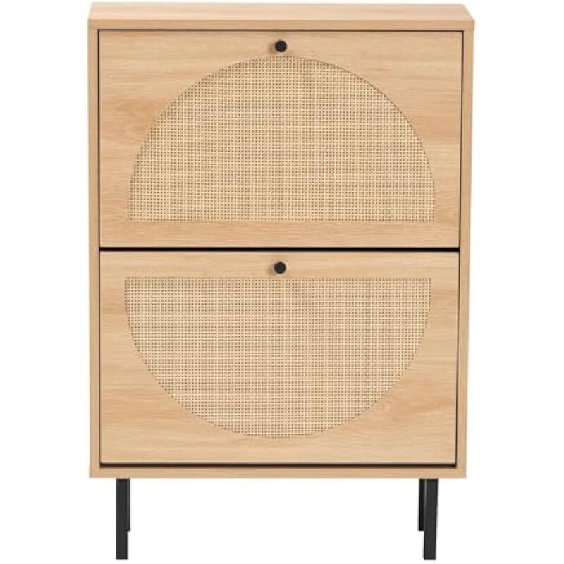 Entryway Wood Shoe Storage Cabinet 12 Pair Flip Drawer Remus image number 3