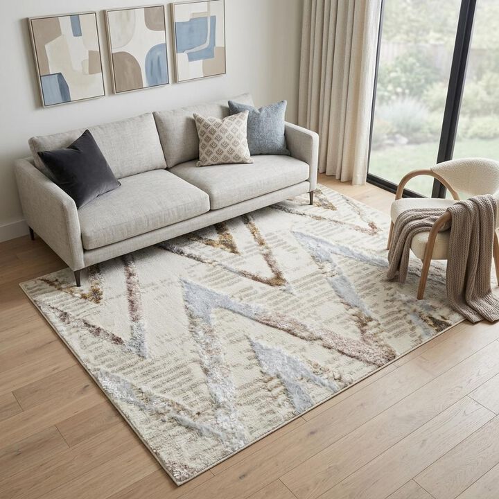 HomeRoots Chevron Distressed Non Skid Area Rug