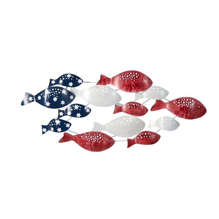 Nearly Natural 39-in Patriotic Metal Fishes Wall Art Décor