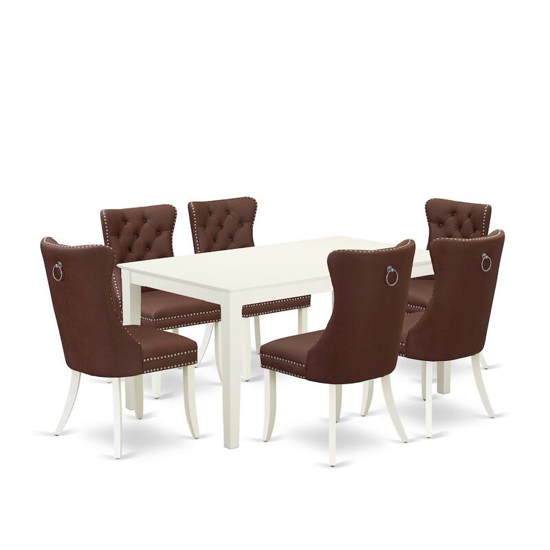 7 Piece Modern Dining Table Set Consists of a Rectangle Kitchen Table