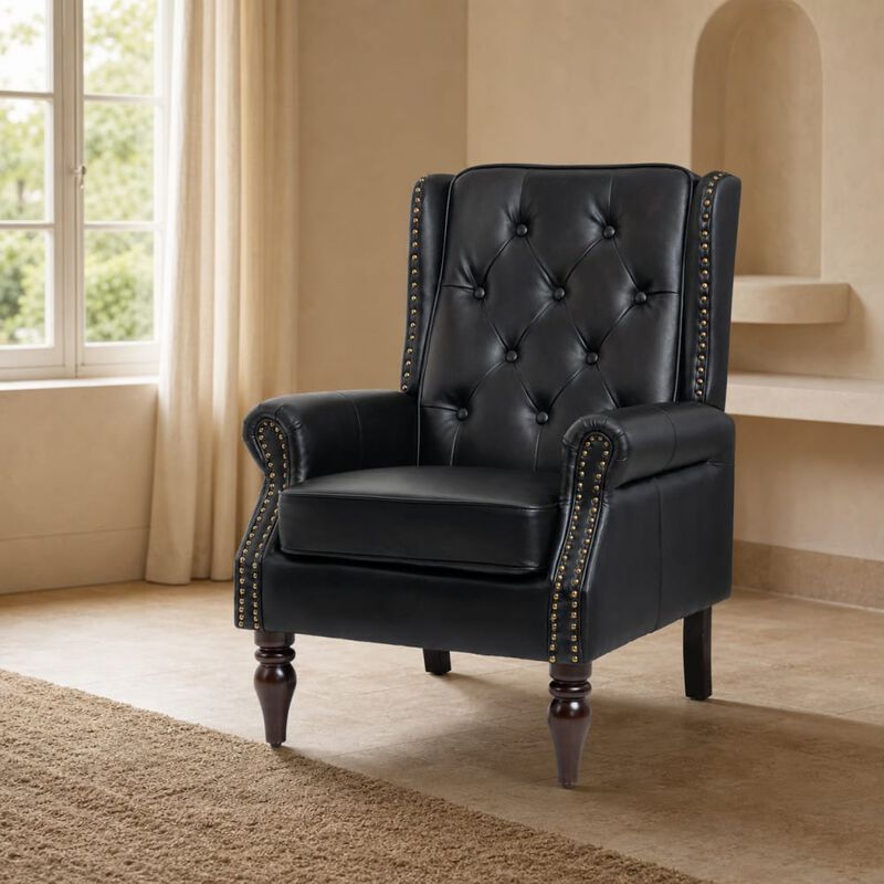 GOODSILO Modern Wood Frame Upholstered Armchair Comfortable Accent Lounge Chair for Living Room Bedroom Small Space Use image number 2
