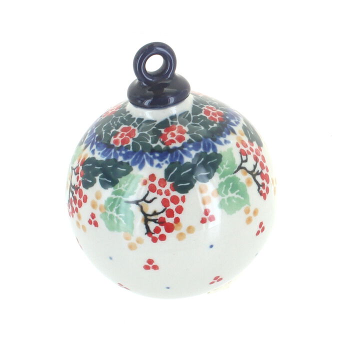 Blue Rose Polish Pottery Rustic Pines Large Round Christmas Ornament