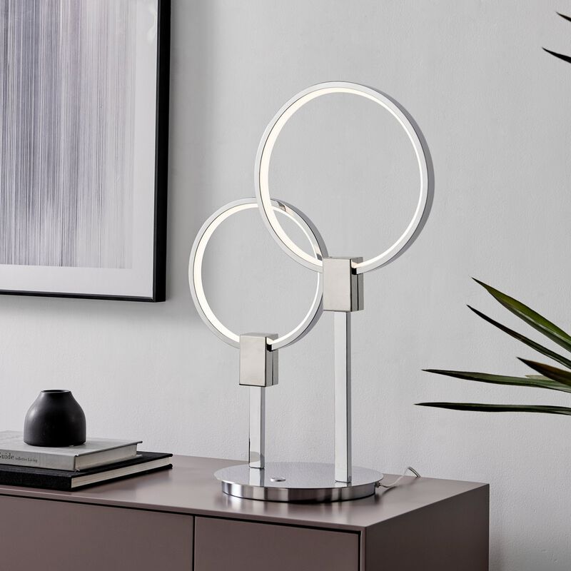 Hong Kong Tall Chrome Table Lamp LED Light