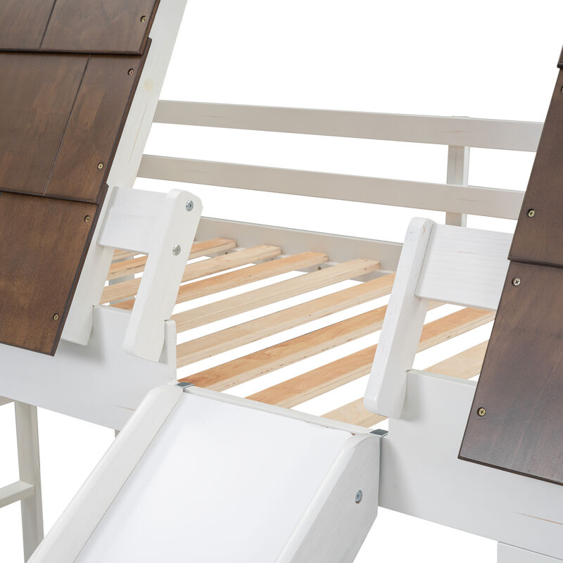 Merax House Bunk Bed with Ladder and Slide