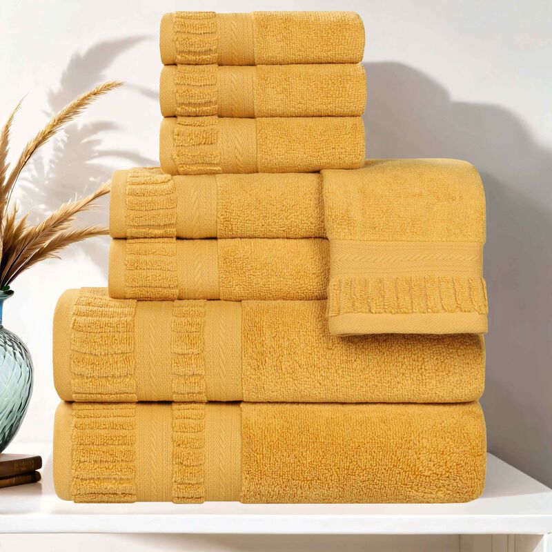 8 Piece Zero Twist Cotton Bath Towel Set Plush Quick Dry Towels image number 1