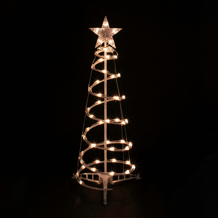 3ft Lighted Spiral Cone Tree Outdoor Christmas Decoration  Clear Lights