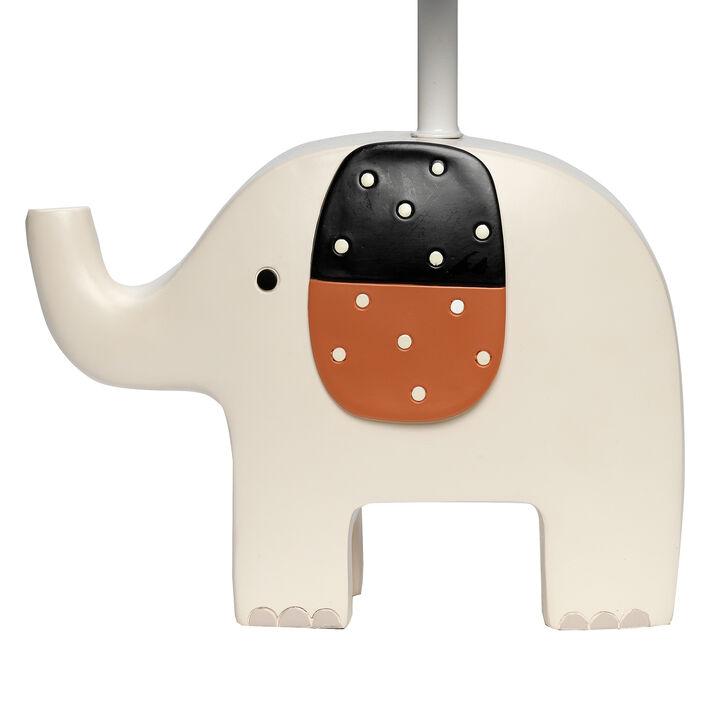 Lambs & Ivy Patchwork Jungle Modern Cream Elephant Lamp With Gray Shade & Bulb