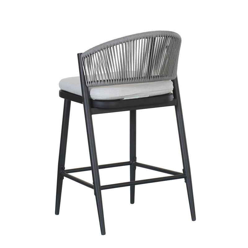 Christopher Knight Home Ortiz Outdoor 26" Metal and Rattan Counter Stools with Scallop-shaped Backrest (Set of 4) image number 5