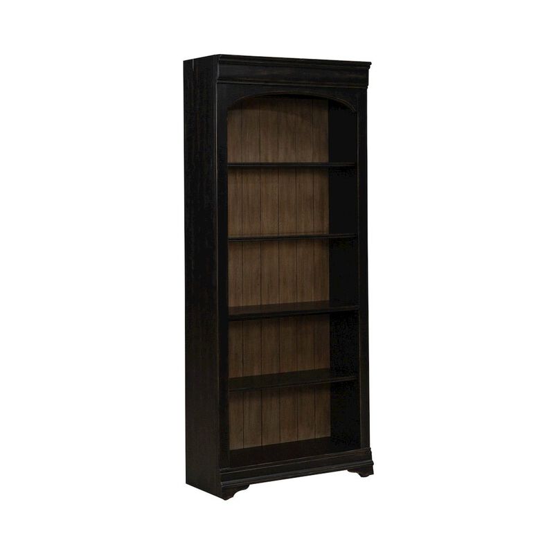 Liberty Furniture 2 Piece Bunching Bookcase Set for Home Office - Aged Charcoal,Rub Thru & Caramel image number 7