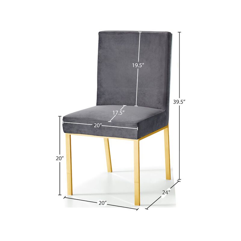 Meridian Furniture Opal Grey Velvet Dining Chair, Set of 2
