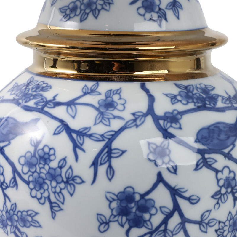 19" Chinoiserie Birds Table Lamp Gold Trim, White/ image number 5