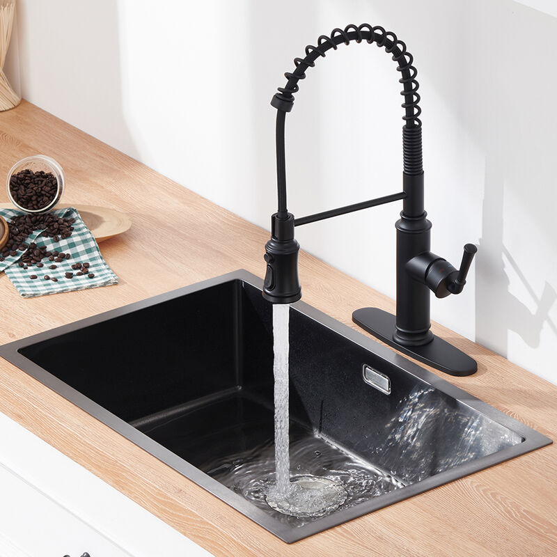 Mondawe Kitchen Faucet with Pull Down Sprayer, Pre-Kitchen Farmhouse RV Small Vanity Faucet with 360°Rotation Spout and Deck