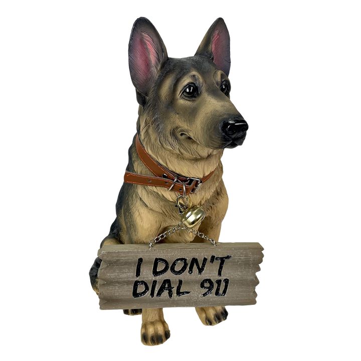 I Don't Dial 911 German Shepherd Guard Dog Warning Statue