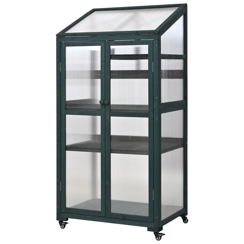 Whisen 78-Inch Garden sheds, Greenhouse with 4 Skylights & 2 Folding Shelves image number 8