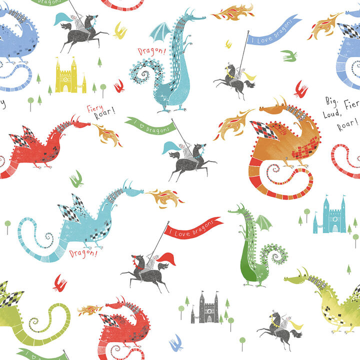 Tiny Tots 2 Dragons Multi-coloured Wallpaper G78368