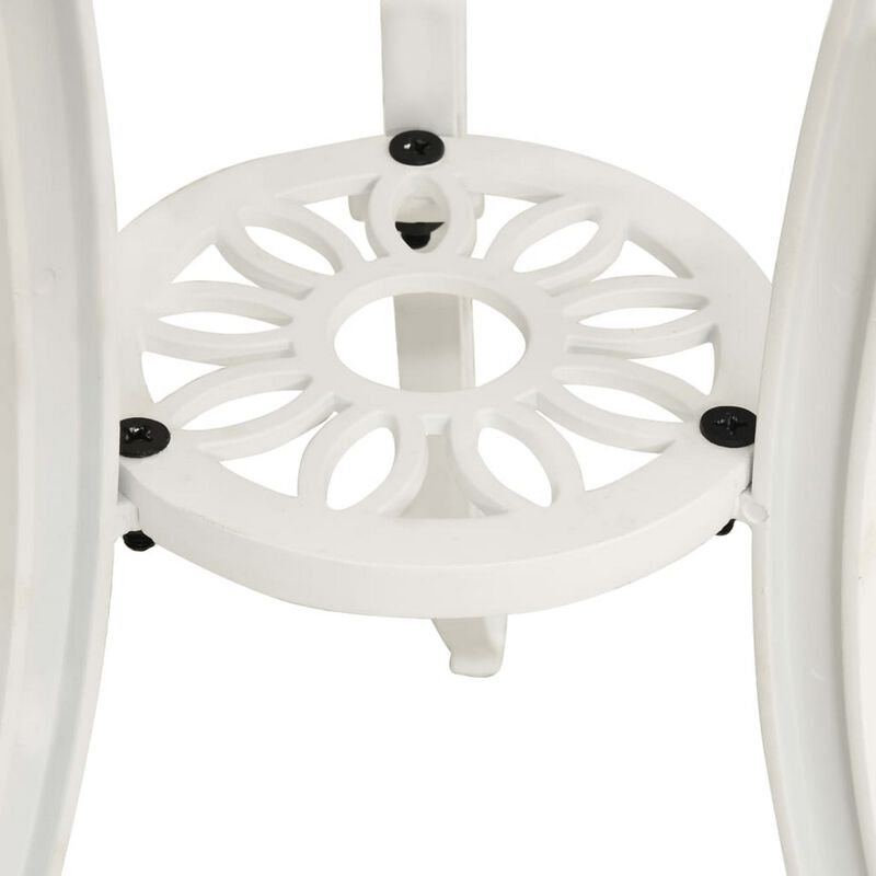 Outdoor Side Bistro Table, 24 Inch White Top, Aluminum Curved Legs - Benzara