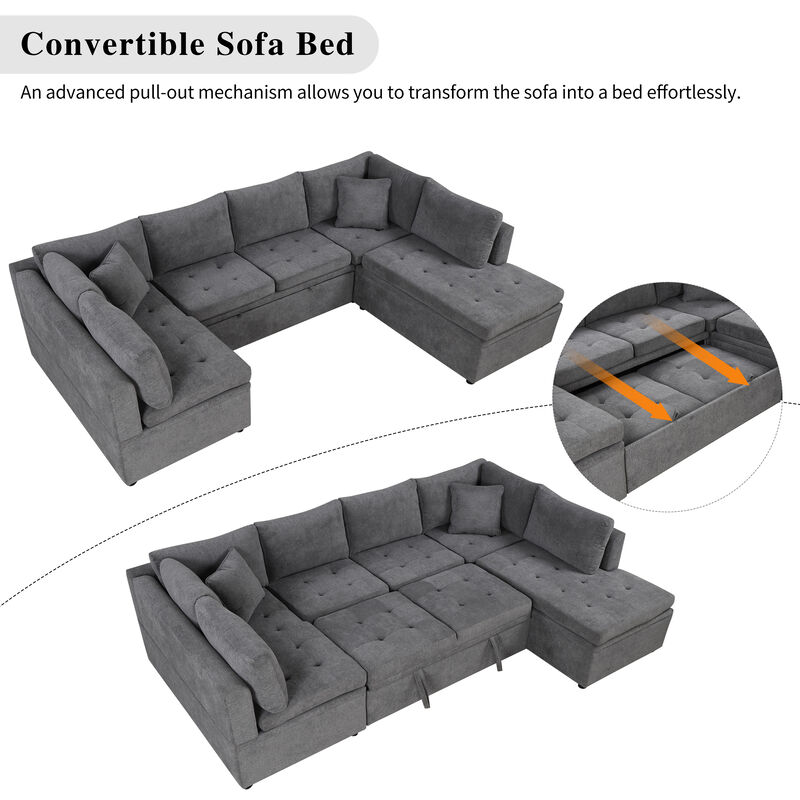 Merax Oversized Chenille Fabric Sectional Sofa