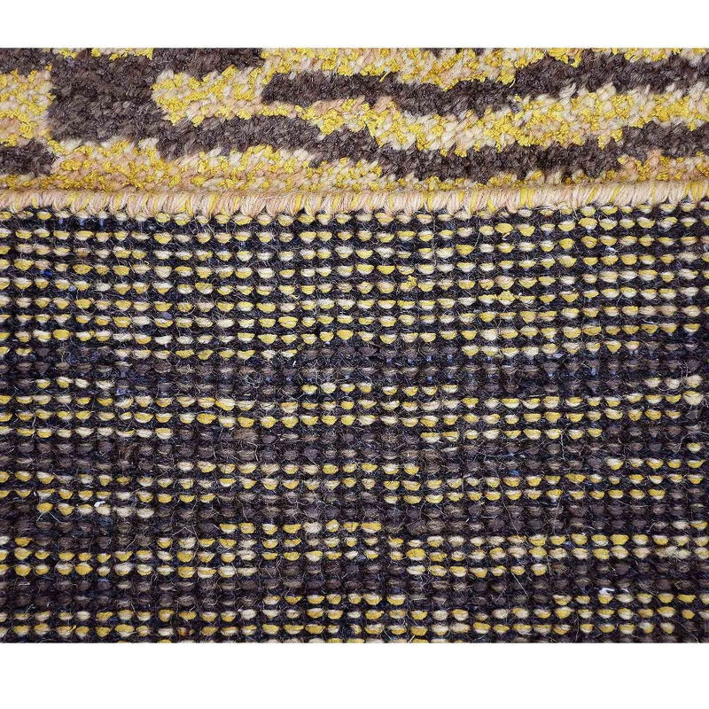 HAND KNOTTED WOOL Geometric AREA RUGS  - 5'x8', Rectangle Shape, Brown Gold Color, Geometric Modern, Medium Pile Handmade Area Rugs for Living Room, Bed Room (N00946)