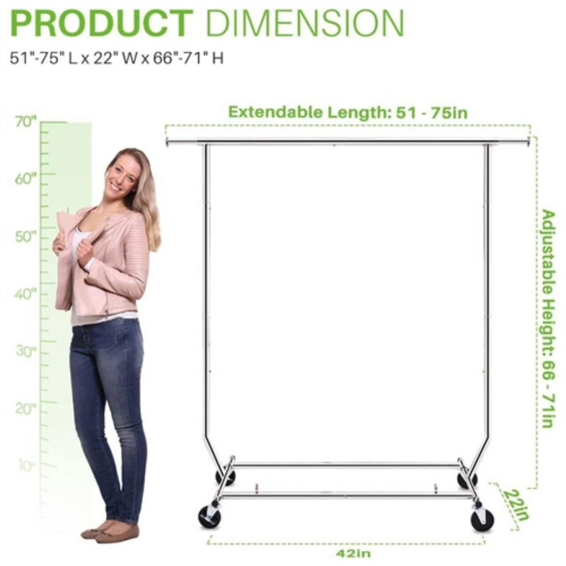 Sturdy Metal Garment Rack with Locking Casters and 450lb Weight Capacity