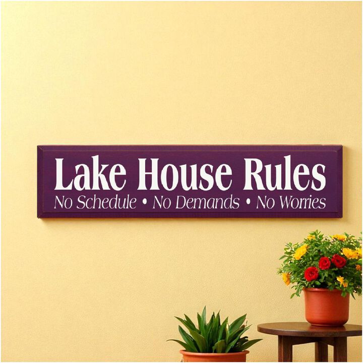 Lake House Rules Wooden Sign Rustic Cabin Cottage Wall Decor with Relaxing Quote