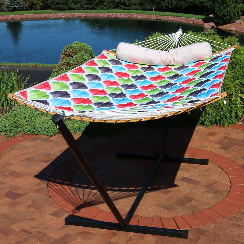 Sunnydaze 2-Person Quilted Hammock with Curved spreader Bars