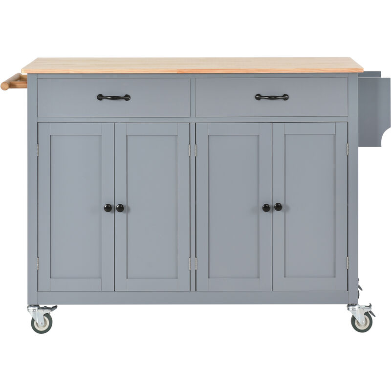 ELEMENT ACE Versatile Kitchen Island Cart with Adjustable Storage Shelves and Durable Solid Wood Top image number 0