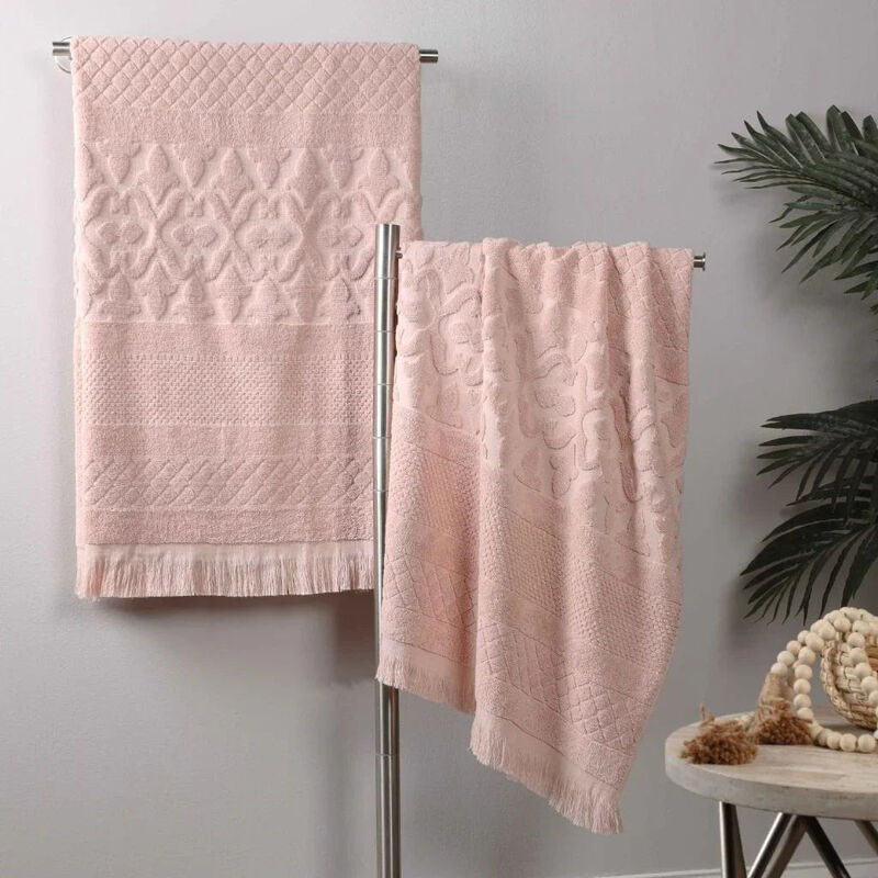 Geometric Jacquard Cotton Bath Sheet Set of 2 for Spa-Style Comfort image number 2