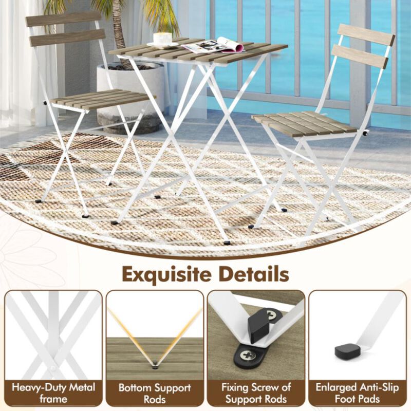 Hivvago 3 Piece Patio Acacia Wood Bistro Set with Slatted Seat and Tabletop