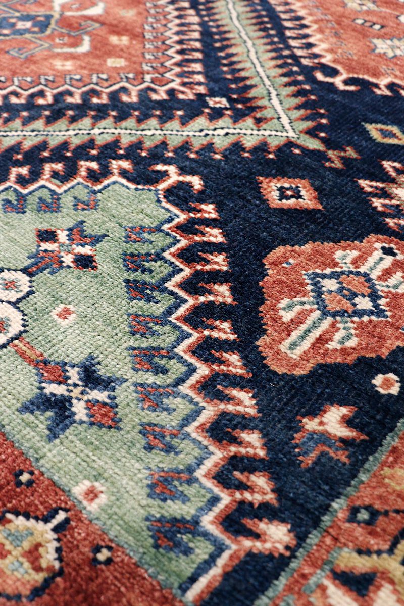 Pasargad Home Kazak Hand-Knotted Navy Wool Area Rug- 6' 8'' X 10' 3'' image number 2