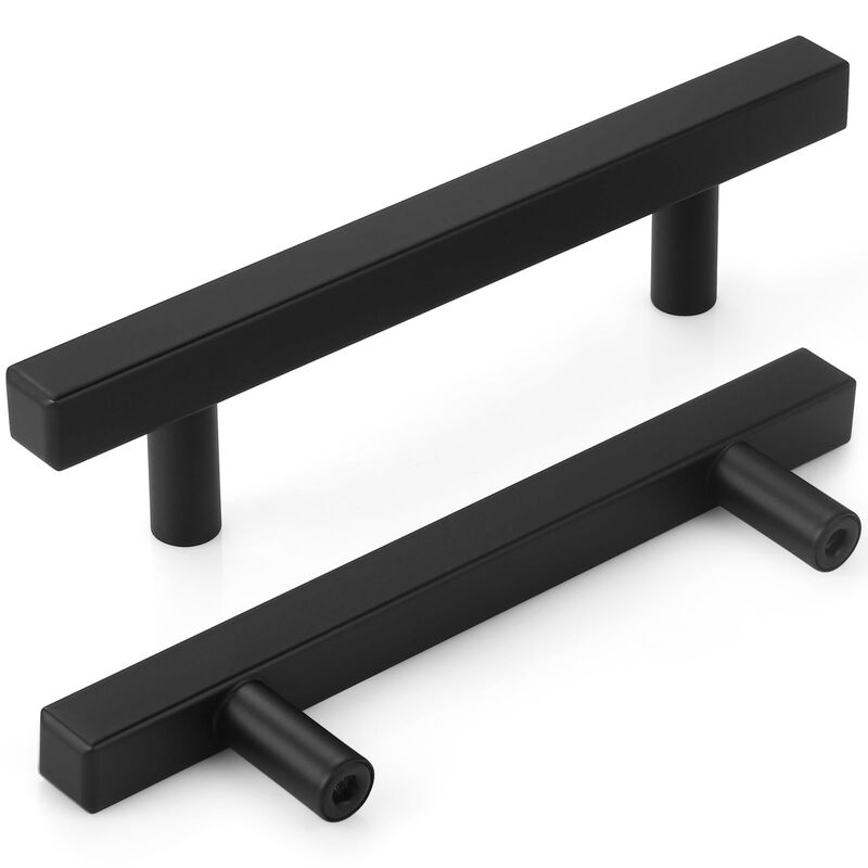 AEEKEL 30 Pack 6 inch Square Cabinet Handles Matte Black Drawer Pulls, 3-3/4"" Hole Center Kitchen Handles for Cabinet Pulls, St