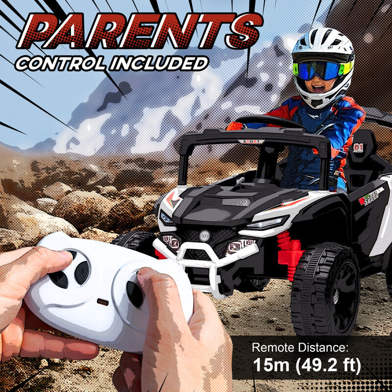 BreeBe 12V Kids Ride On Truck, Battery Powered Electric UTV Vehicle with Rear Suspension, Remote Control image number 4
