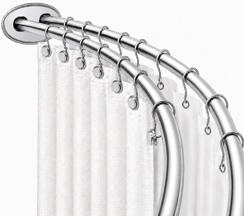 Utopia Alley Signature Aluminum Series Double Curved Shower Curtain Rod, Adjustable 45-72 Inch, Rustproof Aluminum, Dual Rod Design, Separates Curtain & Liner, Adds 8 Inches More Space