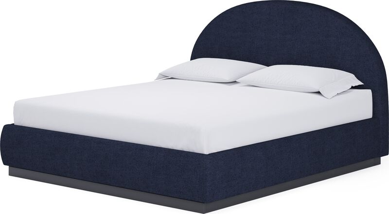 Flex California King-size Upholstered Bed in Blue Jeans Chenille