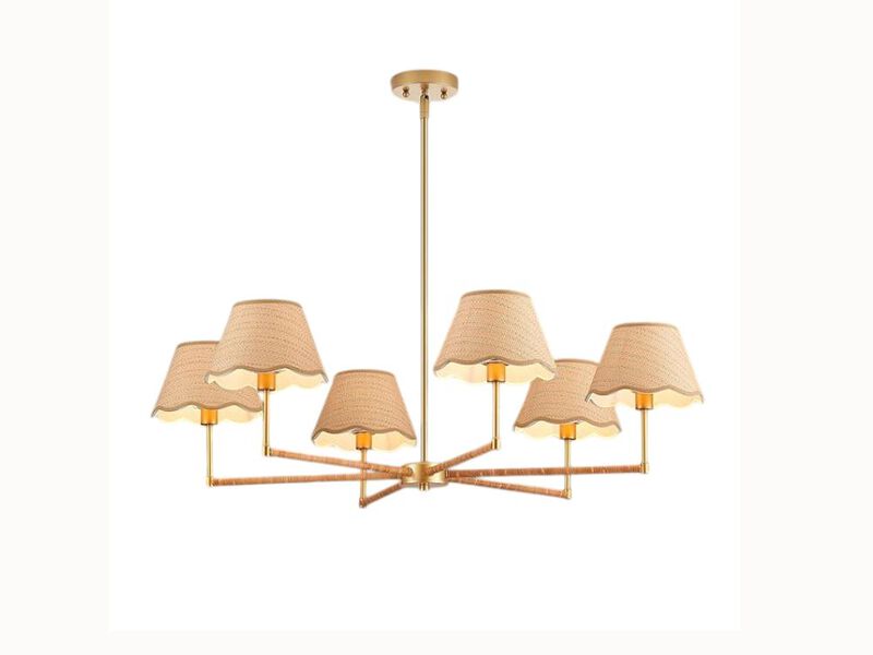 39" Boho Rattan Chandelier – 6-Light Rustic Pendant for Kitchen Island, Dining Room & Living Room