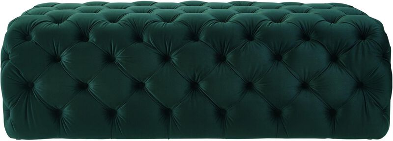 TOV Furniture The Kaylee Collection Modern Style Living Room Jumbo Velvet Upholstered Button Tufted Ottoman, Green image number 4