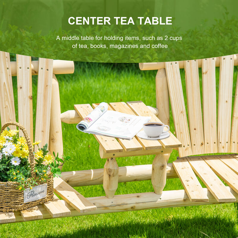 Hivvago Adirondack Patio Chair Bench with Center Table image number 5