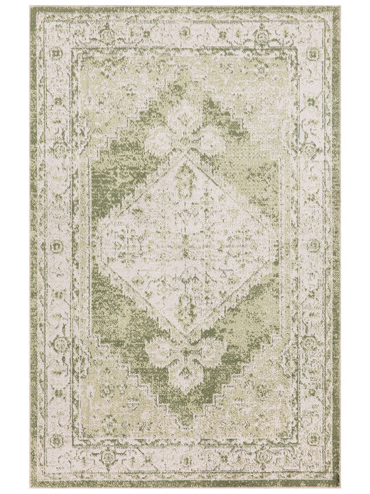 Astra Machine Washable ASW11 Ivory/Green 3'3" x 5' Rug