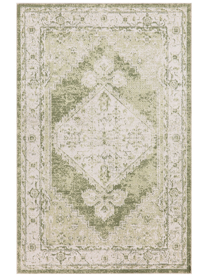 Astra Machine Washable ASW11 Ivory/Green 3'3" x 5' Rug