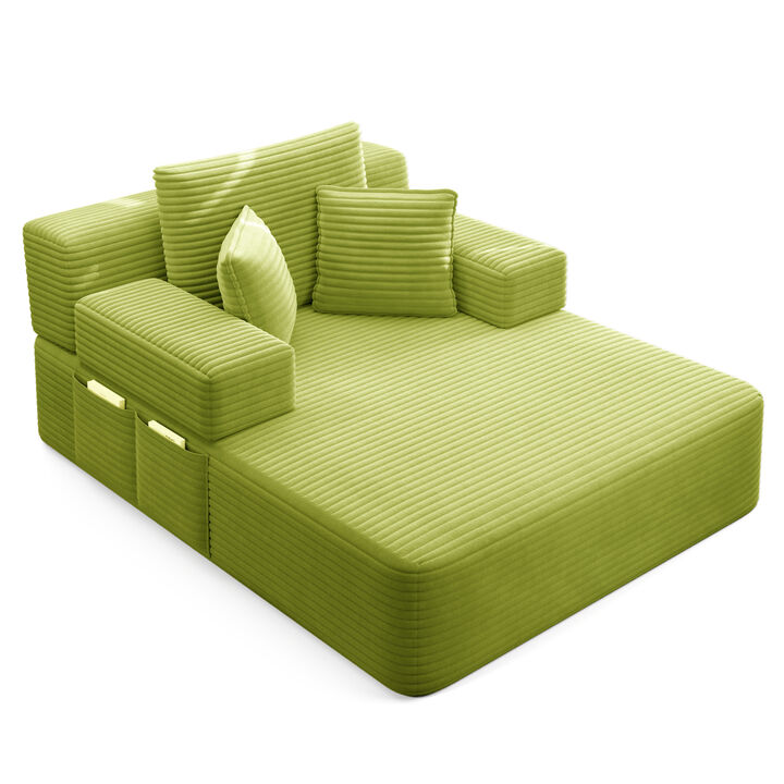 Kopbud Corduroy Chaise Lounge Sofa Bed
