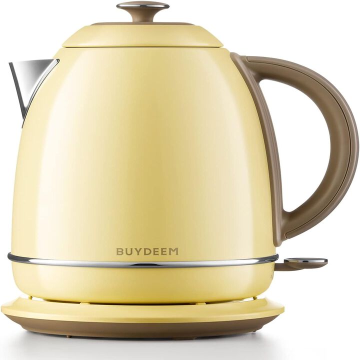 BUYDEEM K640 Stainless Steel Electric Tea Kettle with Auto Shut-Off and Boil Dry Protection, 1.7 Liter Cordless Hot Water Boiler with Swivel Base, 1440W